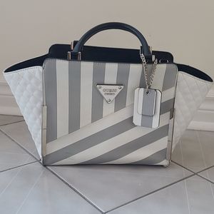 Guess Purse - white and grey tote shape